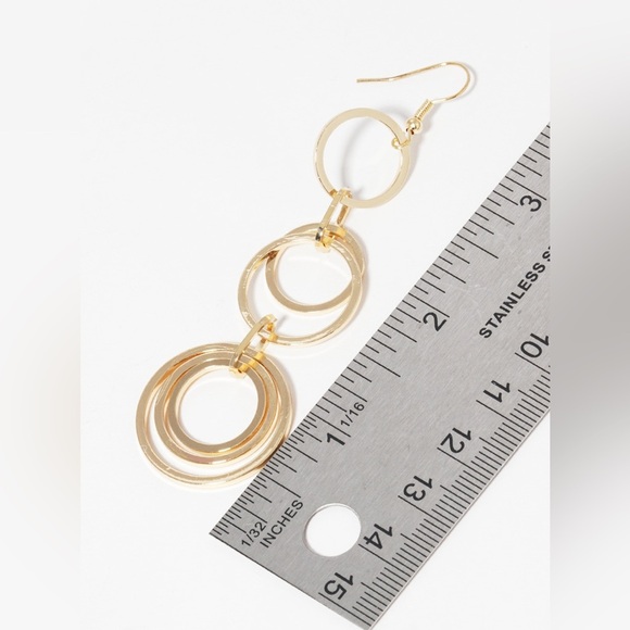 Modern Triple Interlocking Round Hoop Pierced Earrings (New) - Picture 2 of 4